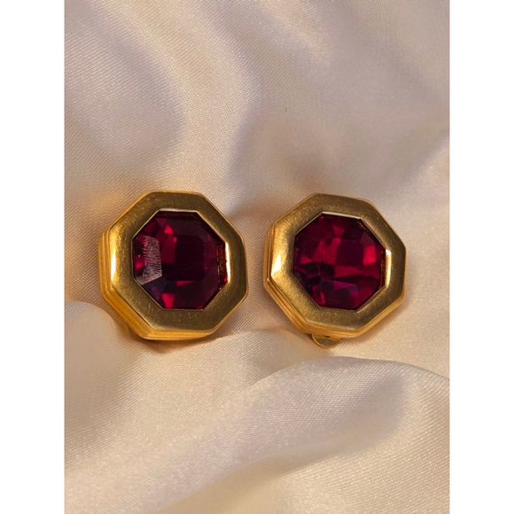 Women's Swarovski Clip Earrings Red Gold - Picture 5 of 9